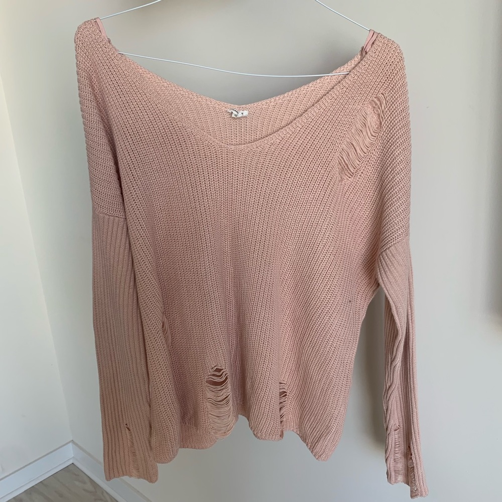 Pink garage distressed sweater size XL